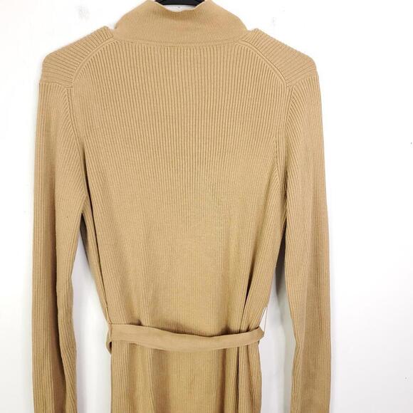 Express Sweater Womens L Cardigan Ribbed Tie Waist Longline Office Capsule - Picture 9 of 9
